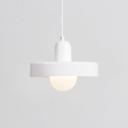 Suspension Moderne avec Diffuseur Givré et Abat-Jour Coloré Ceiling Lamp Electro Paris Ø 9.8″ x H 8.7″ / Dia 25cm x H 22cm Blanc