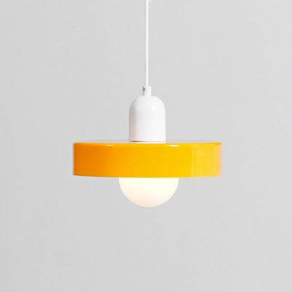 Suspension Moderne avec Diffuseur Givré et Abat-Jour Coloré Ceiling Lamp Electro Paris Ø 9.8″ x H 8.7″ / Dia 25cm x H 22cm Orange & Blanc