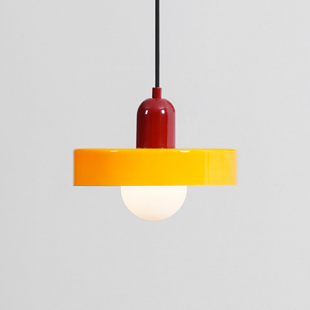 Suspension Moderne avec Diffuseur Givré et Abat-Jour Coloré Ceiling Lamp Electro Paris Ø 9.8″ x H 8.7″ / Dia 25cm x H 22cm Orange & Rouge