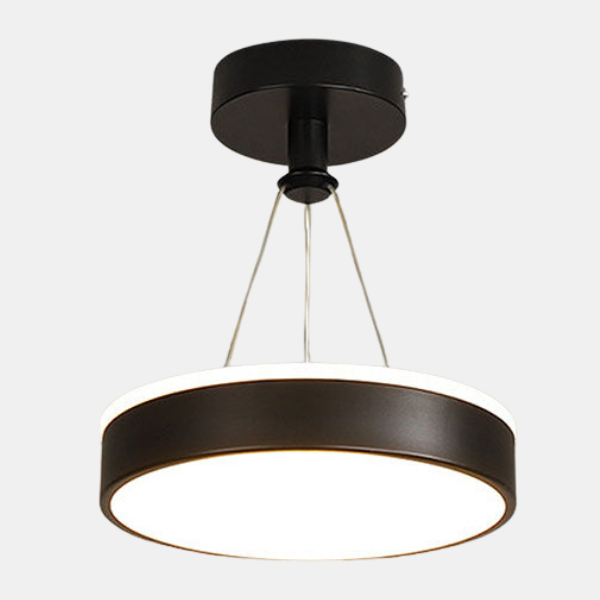 Suspension Moderne en Métal pour Îlot de Cuisine – Plafonnier Cylindrique LED Minimaliste Luminaires de plafond Electro Paris Noir D24*H35cm(12W) Lumière Blanche