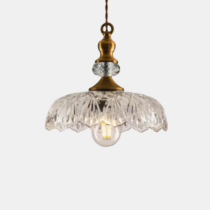 Suspension Rétro en Verre avec Abat-jour Cannelé pour un Éclairage Élégant Éclairage Electro Paris Or