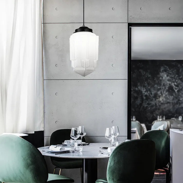 Suspension Verre Mat Géométrique Vintage Lustre Élégant Luminaire Lampe suspendue Electro Paris