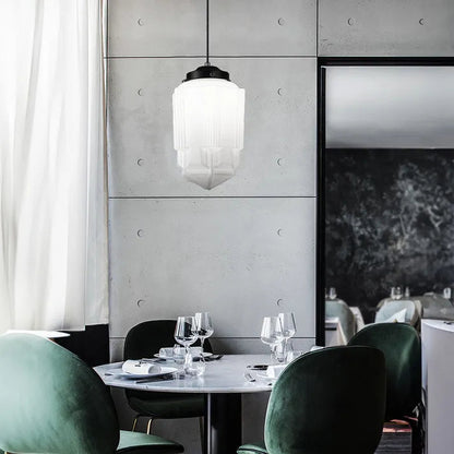 Suspension Verre Mat Géométrique Vintage Lustre Élégant Luminaire Lampe suspendue Electro Paris