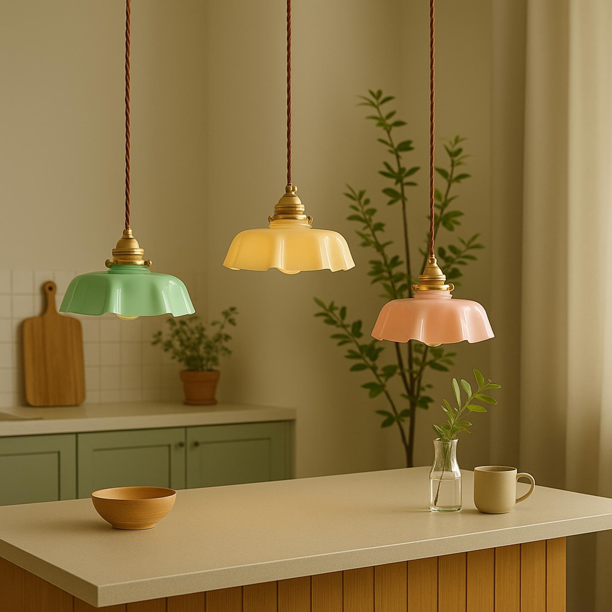 Suspension Vintage en Verre Côtelé avec Accents en Laiton pour un Éclairage Élégant Éclairage Electro Paris