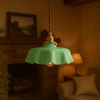 Suspension Vintage en Verre Côtelé avec Accents en Laiton pour un Éclairage Élégant Éclairage Electro Paris Vert Blanc Chaud