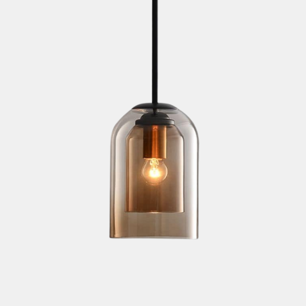 Suspension Vintage en Verre Double avec Finition Métallique pour Éclairage Rétro Éclairage Electro Paris Oxyde