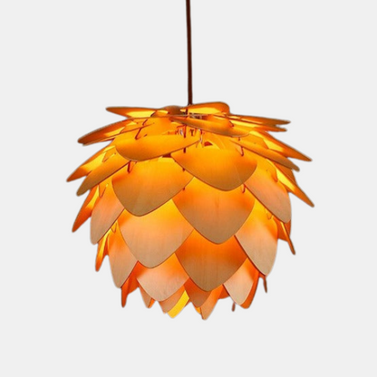 Suspension en Bois Faite Main pour Salle à Manger – Plafonnier Scandinave Cône de Pin Luminaires suspendus Electro Paris 38cm