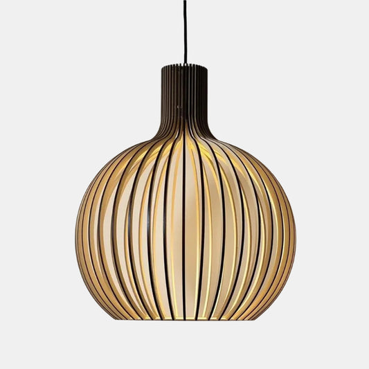 Suspension en Bois Naturel au Design Minimaliste et Chaleureux Ceiling Lamp Electro Paris Ø 35cm Extérieur noir | intérieur bois