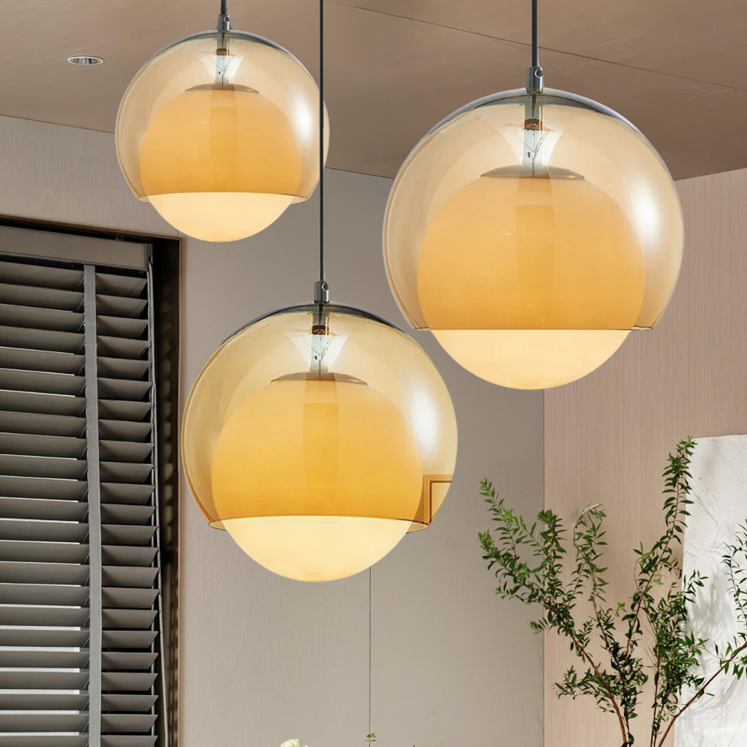 Suspension moderne en verre orange – Éclairage Plafonnierpour Salon et Cuisine Luminaires suspendus Electro Paris