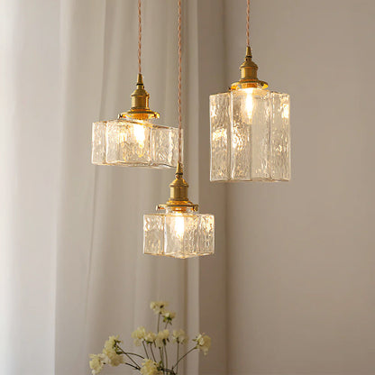 Suspension en Verre Texturé au Design Géométrique Ceiling Lamp Electro Paris