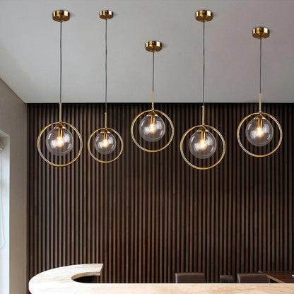 Suspension Moderne avec Cadre Doré – Luminaire en Verre pour Îlot de Cuisine Éclairage Electro Paris