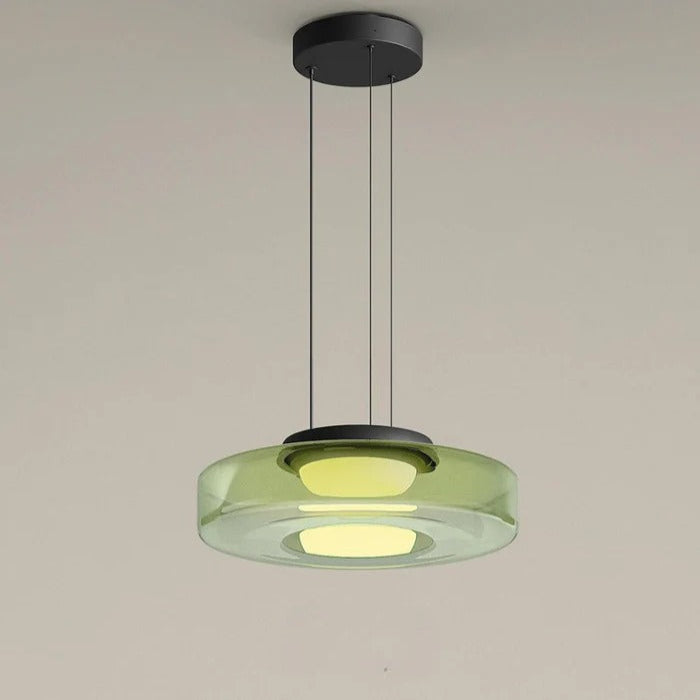 Suspension Élégante en Verre Style Bauhaus pour Intérieurs Modernes Lampe suspendue Electro Paris Vert 1 Niveau - D25 x H11 cm
