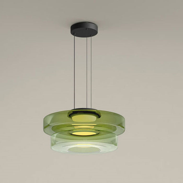 Suspension Élégante en Verre Style Bauhaus pour Intérieurs Modernes Lampe suspendue Electro Paris Vert 2 Niveau - D35 x H22 cm