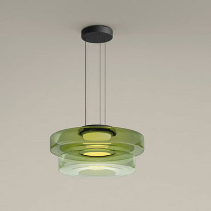 Suspension Élégante en Verre Style Bauhaus pour Intérieurs Modernes Lampe suspendue Electro Paris Vert 2 Niveau - D35 x H22 cm