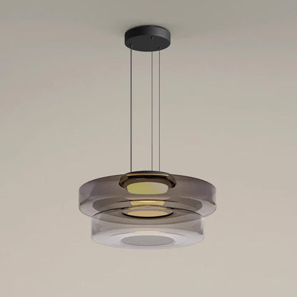 Suspension Élégante en Verre Style Bauhaus pour Intérieurs Modernes Lampe suspendue Electro Paris Gris 2 Niveau - D35 x H22 cm