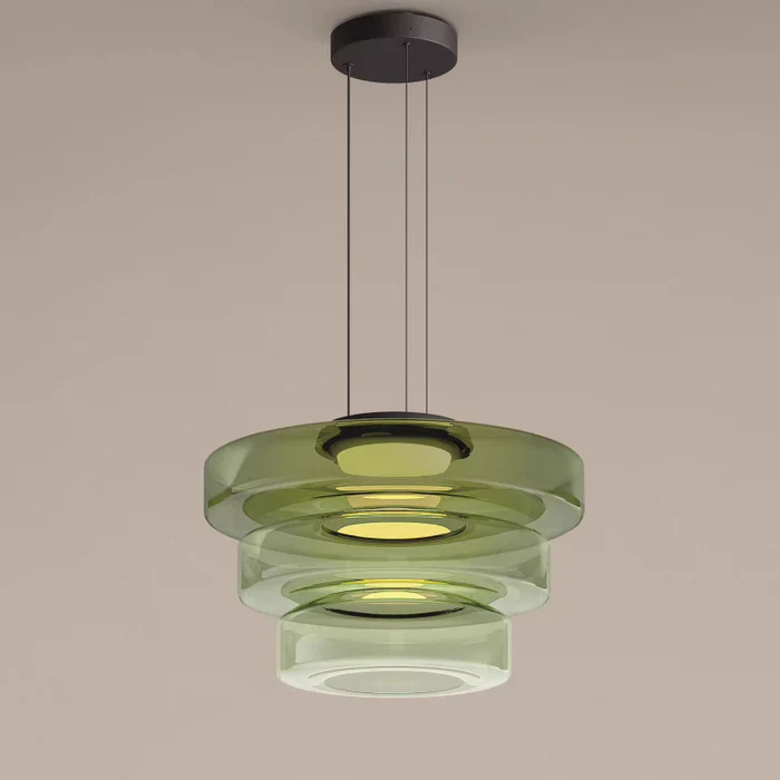 Suspension Élégante en Verre Style Bauhaus pour Intérieurs Modernes Lampe suspendue Electro Paris Vert 3 Niveau - D45 x H33 cm