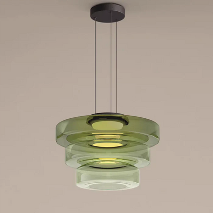 Suspension Élégante en Verre Style Bauhaus pour Intérieurs Modernes Lampe suspendue Electro Paris Vert 3 Niveau - D45 x H33 cm