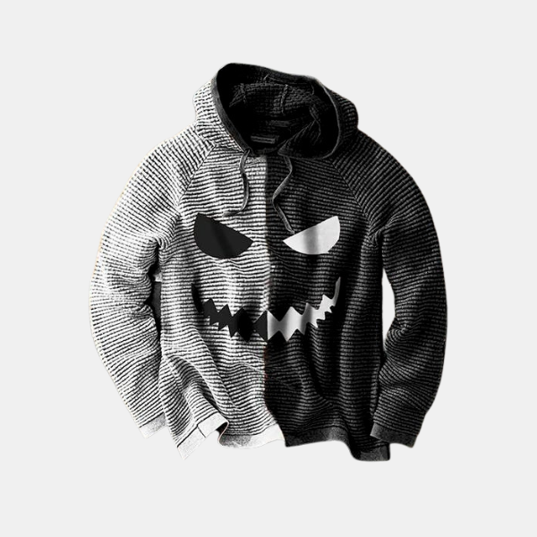 Sweat à Capuche Monstre à Cornes pour Halloween – Pull Costume Doux pour Enfants et Adultes Sweatshirts et hoodies Electro Paris Gris S