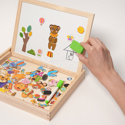 Boîte à Puzzle Magnétique en Bois pour Tout-Petits – Tableau à Dessin Double Face Thème Cirque Jouets éducatifs Electro Paris