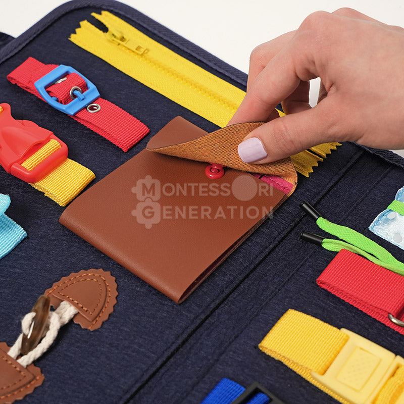 Tableau d'Activités en Bois pour Tout-Petits – Jouet Sensoriel avec Loquets et Engrenages Jouets d'activité Electro Paris