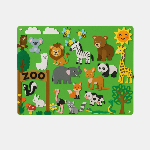 Tableau d'Histoires en Feutrine avec Animaux – Planche Éducative Ferme et Zoo pour Tout-Petits Jouets créatifs Electro Paris Zoo