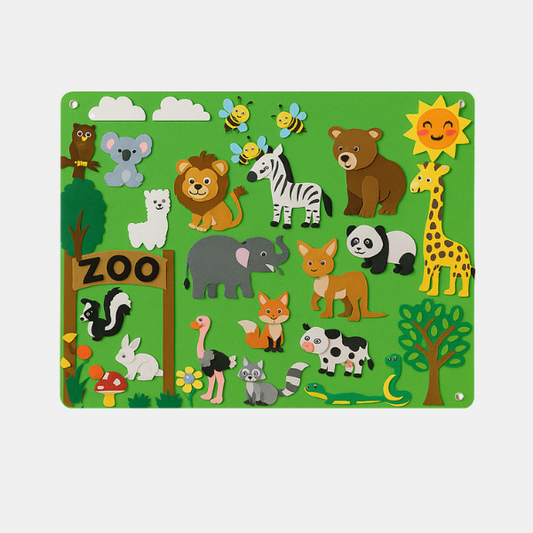 Tableau d'Histoires en Feutrine avec Animaux – Planche Éducative Ferme et Zoo pour Tout-Petits Jouets créatifs Electro Paris Zoo