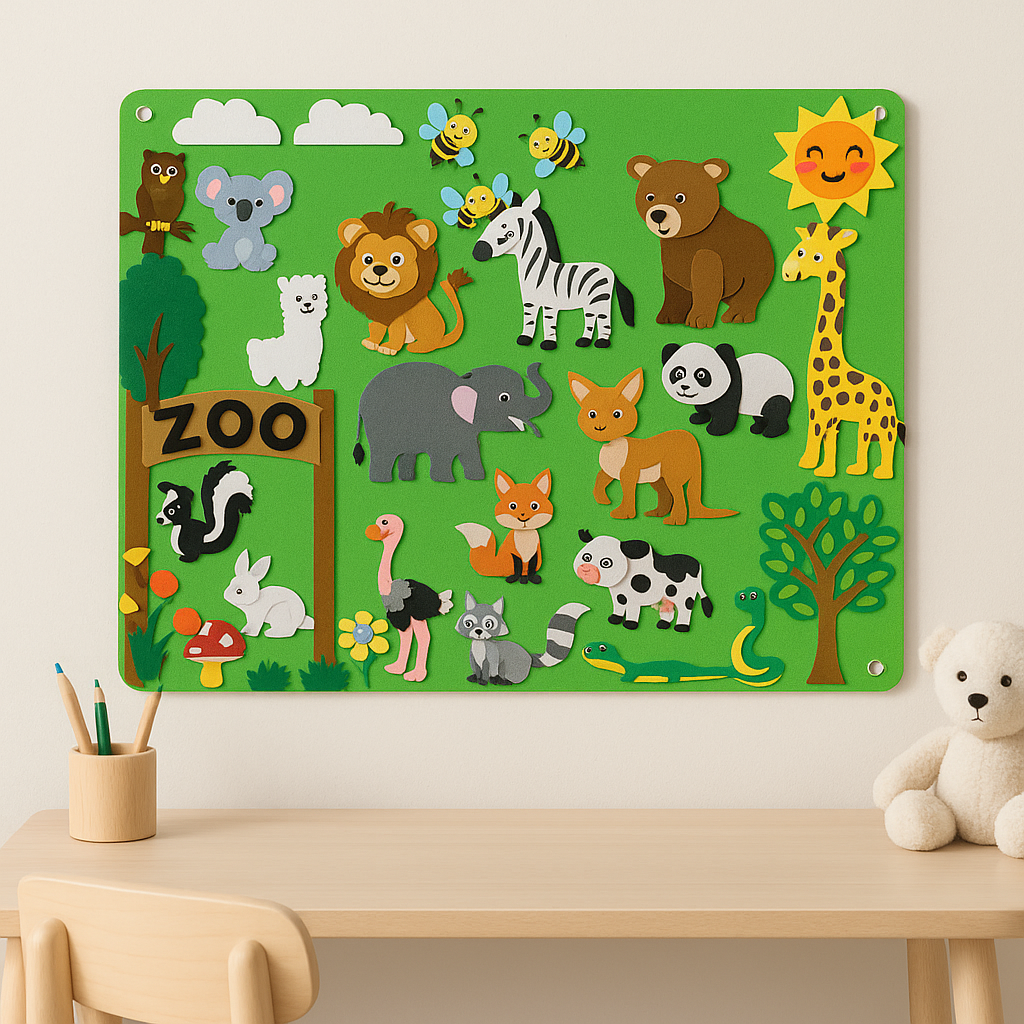 Tableau d'Histoires en Feutrine avec Animaux – Planche Éducative Ferme et Zoo pour Tout-Petits Jouets créatifs Electro Paris