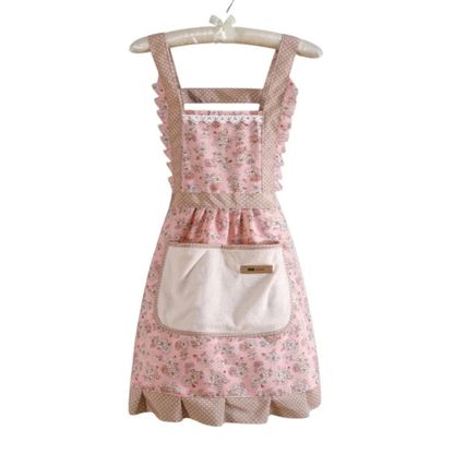 Tablier de Cuisine Imperméable en Coton à Motif Floral Electro Paris Rose 70 × 80 cm