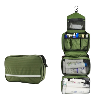 Trousse De Toilette De Voyage Suspendue Compacte Avec Compartiments Multiples Toilettes de camping Electro Paris Vert armée