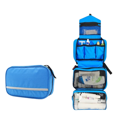 Trousse De Toilette De Voyage Suspendue Compacte Avec Compartiments Multiples Toilettes de camping Electro Paris Bleu