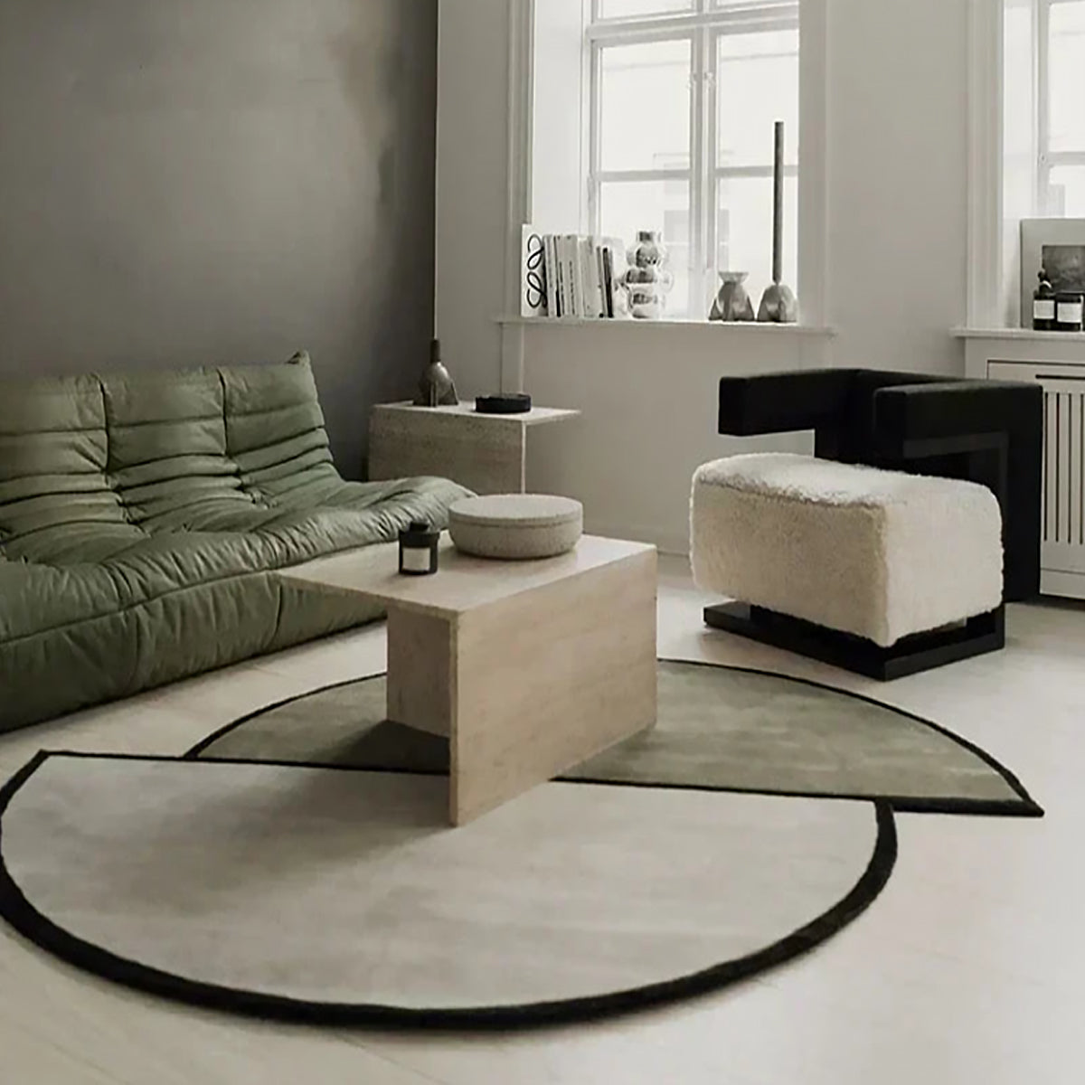 Tapis Rond Irrégulier en Polyester – Élégant Tapis Moderne pour Salon Tapis Electro Paris