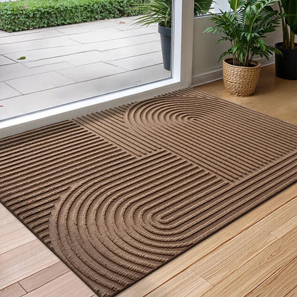 Paillasson Absorbant à Profil Bas – Tapis d'Entrée Antidérapant pour Intérieur et Extérieur Tapis de porte Electro Paris Marron A 60cm x 90cm