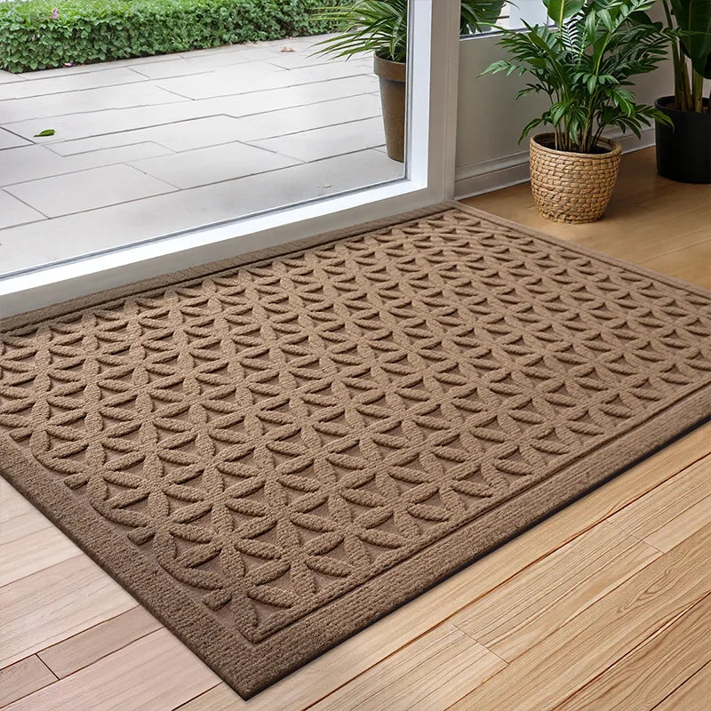 Paillasson Absorbant à Profil Bas – Tapis d'Entrée Antidérapant pour Intérieur et Extérieur Tapis de porte Electro Paris Marron B 45cm x 75cm
