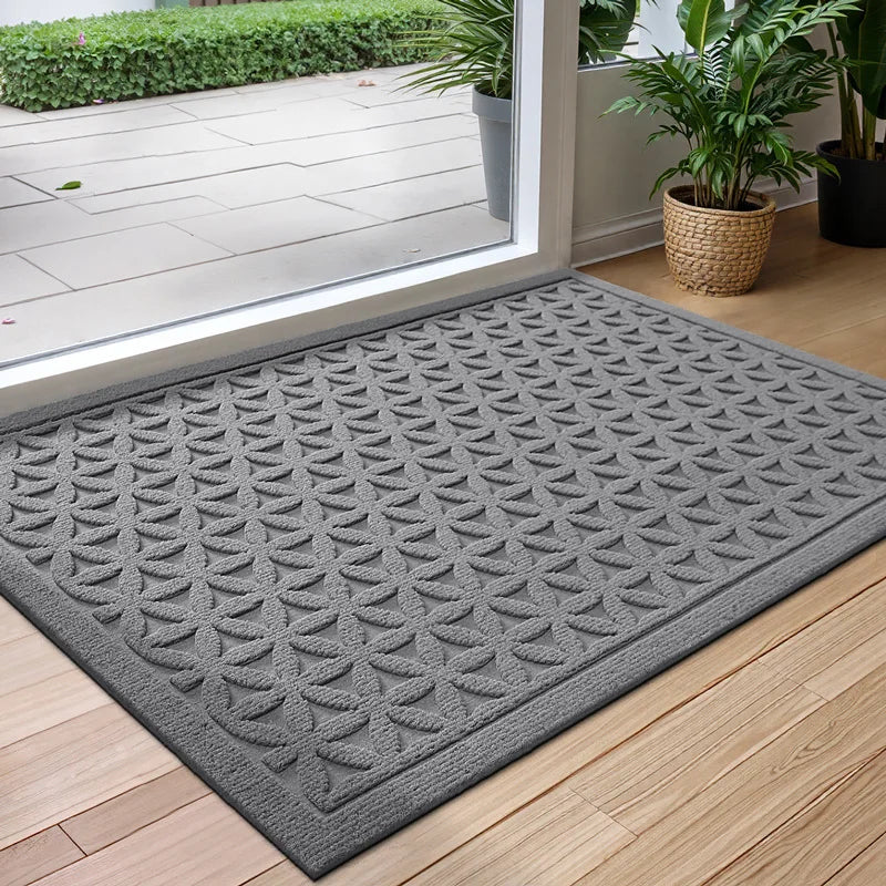 Paillasson Absorbant à Profil Bas – Tapis d'Entrée Antidérapant pour Intérieur et Extérieur Tapis de porte Electro Paris Gris B 45cm x 75cm
