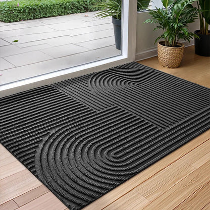 Paillasson Absorbant à Profil Bas – Tapis d'Entrée Antidérapant pour Intérieur et Extérieur Tapis de porte Electro Paris Noir A 45cm x 75cm