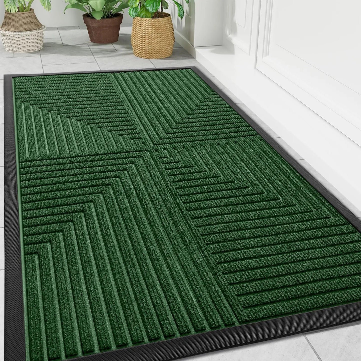 Tapis de Porte Antidérapant pour Intérieur et Extérieur - Durable et Pratique Paillasson Electro Paris Vert 43.3cm x 75cm
