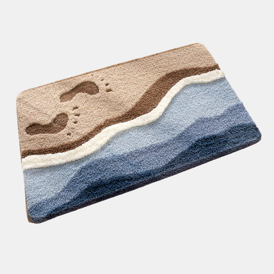 Tapis de Salle de Bain Naturel Doux et Antidérapant – Confort, Design Élégant et Séchage Rapide Éclairage Electro Paris Bleu Marron