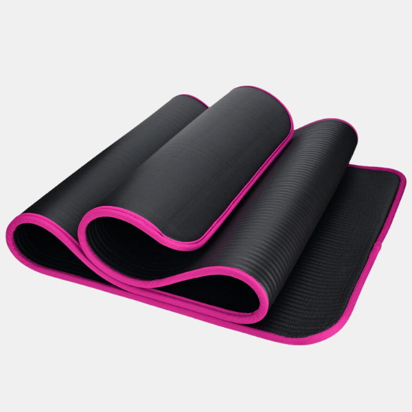 Tapis de Yoga Chauffant Pliable – Extra Épais et Haute Densité Thick Yoga Mat Electro Paris Noir avec Rose