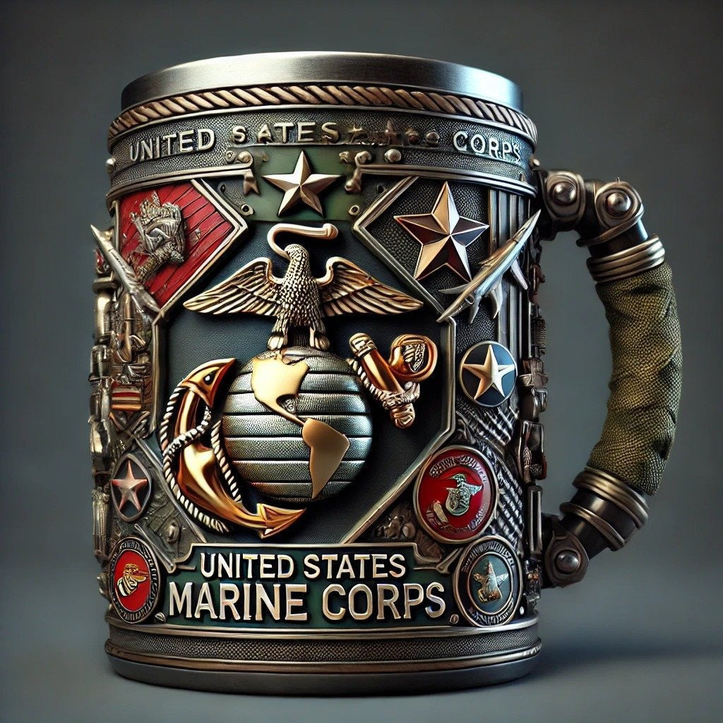 Tasse à Café en Acier Inoxydable 15 oz Gravée – Cadeau Symbolique et Durable pour Anciens Combattants Tasses Electro Paris Corps des Marines