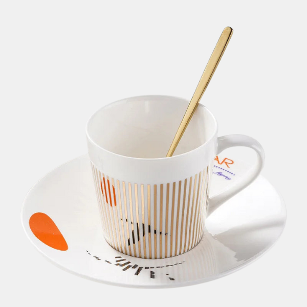 Tasse à Café en Céramique 3D – Motif Dynamique Réfléchissant, Espresso et Thé Electro Paris Or 1