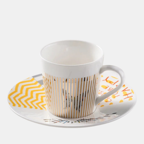 Tasse à Café en Céramique 3D – Motif Dynamique Réfléchissant, Espresso et Thé Electro Paris Or 2