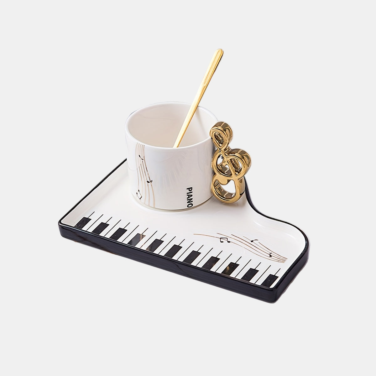 Tasses à Café Élégantes en Céramique avec Motif Piano – Idéal pour Musiciens Tasses et mugs Electro Paris Blanc
