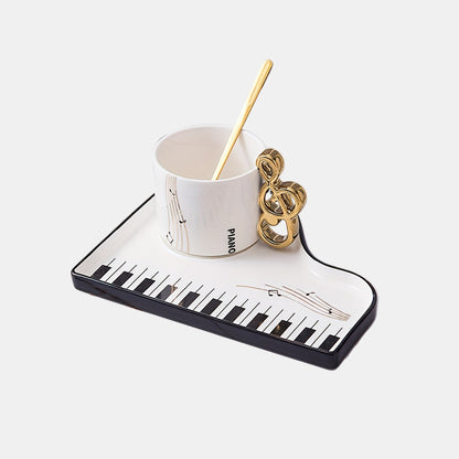 Tasses à Café Élégantes en Céramique avec Motif Piano – Idéal pour Musiciens Tasses et mugs Electro Paris Blanc