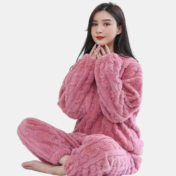 Ensemble de Pyjama Chaud en Maille Pour Femme – Coupe Confortable Avec Style Classique en maille torsadée 2-Piece Sets Electro Paris Rose Taille unique
