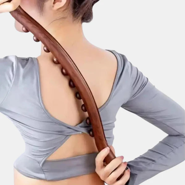 Baguette de Massage en Bois de Hêtre avec Perles – Thérapie Naturelle de Relaxation Manual Massage Tools Electro Paris