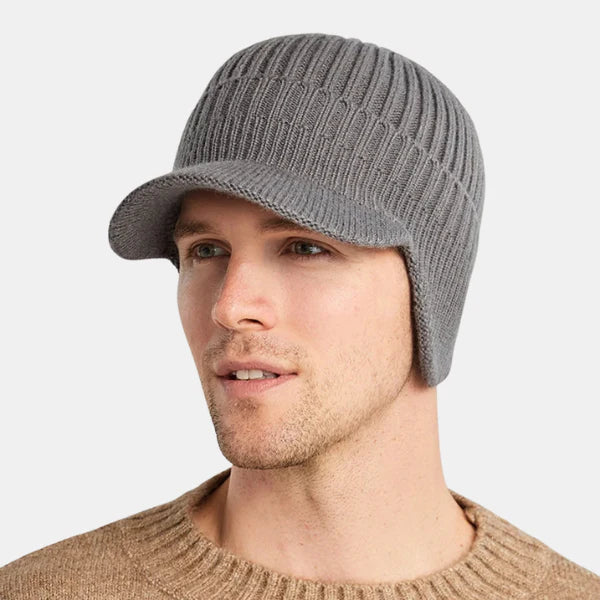 Bonnet d’Hiver pour Homme avec Visière – Chaleur et Protection Contre le Vent Beanie Electro Paris Gris