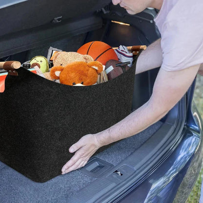 Panier à Bois Pliable – Poignée en Bois Élégante avec Accents en Cuir Home Electro Paris