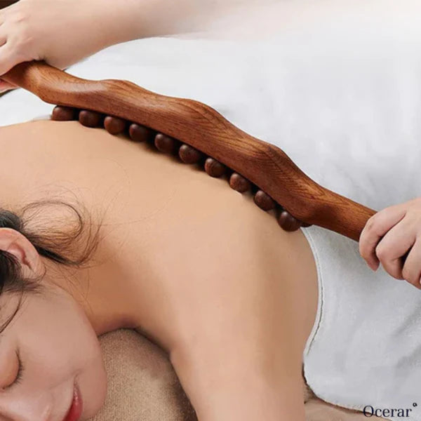 Baguette de Massage en Bois de Hêtre avec Perles – Thérapie Naturelle de Relaxation Manual Massage Tools Electro Paris