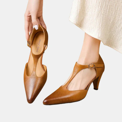 Escarpins en Cuir pour Femmes – Élégance Vintage avec Confort Moderne Women's Shoes Electro Paris Brun 34