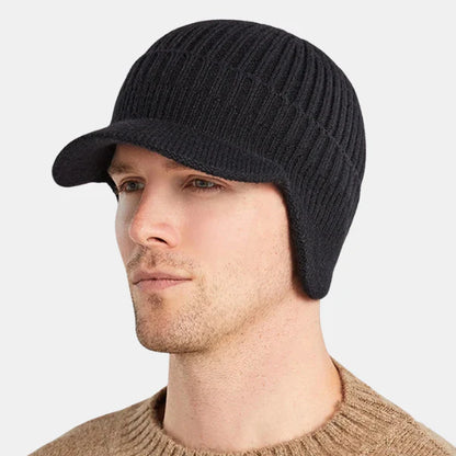 Bonnet d’Hiver pour Homme avec Visière – Chaleur et Protection Contre le Vent Beanie Electro Paris Noir